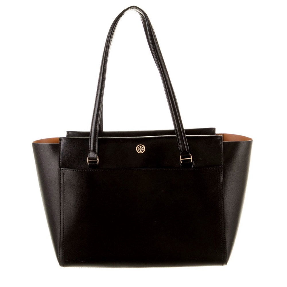 Tory Burch black Leather Tote Bag EUC